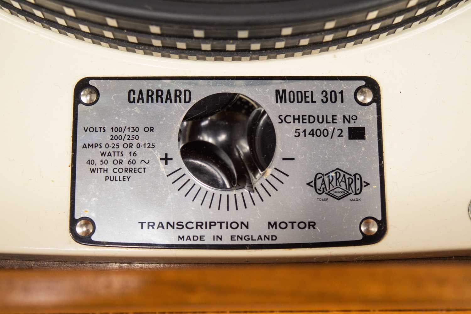 A Garrard model 301 Transcription Motor turntable. - Image 4 of 9