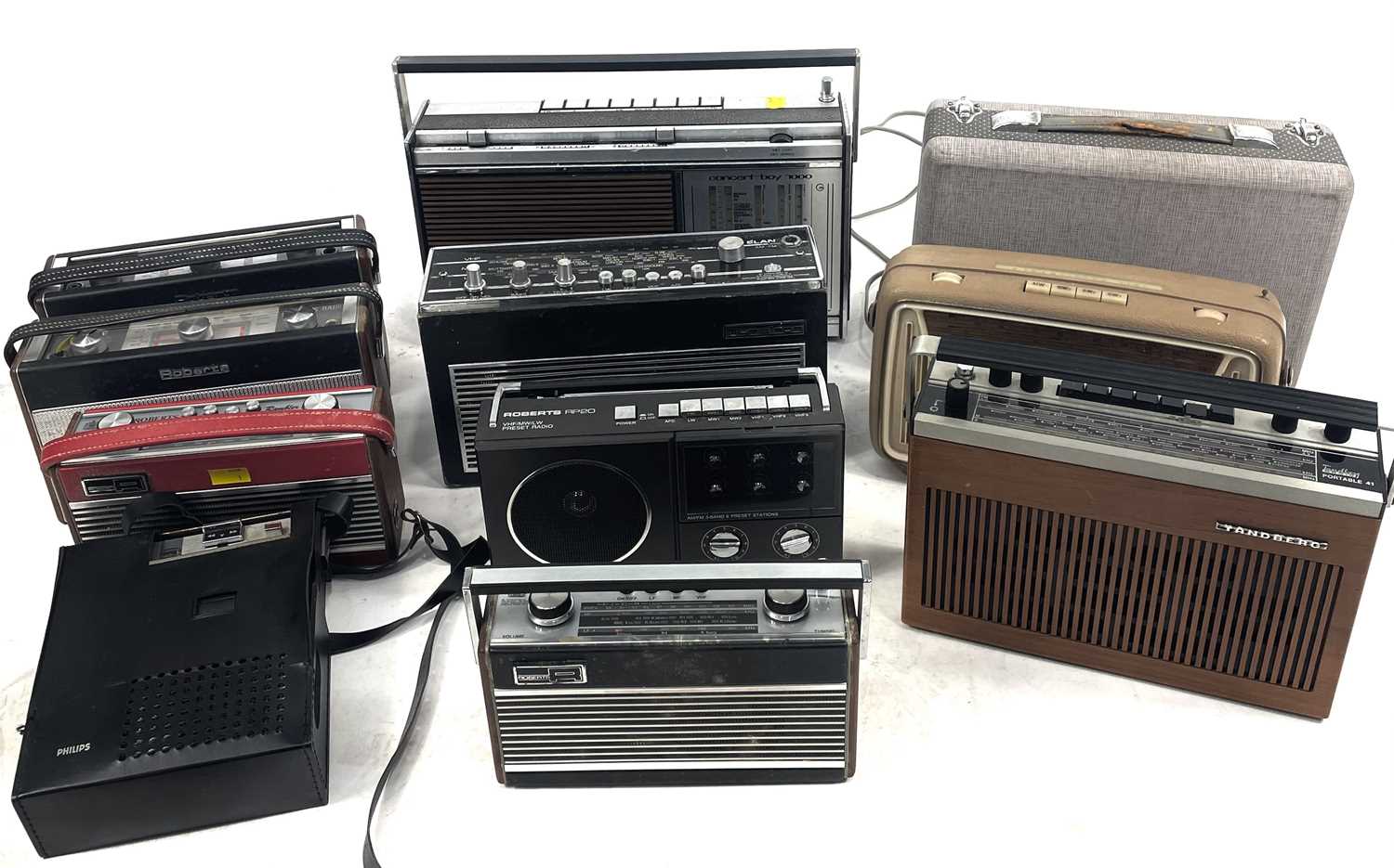 A collection of vintage radios.