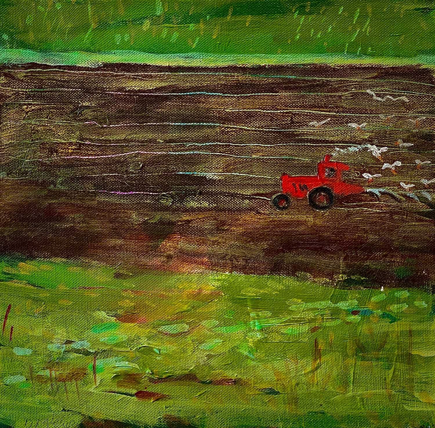 Daphne MCCLURE (1930) Red Tractor and Gulls