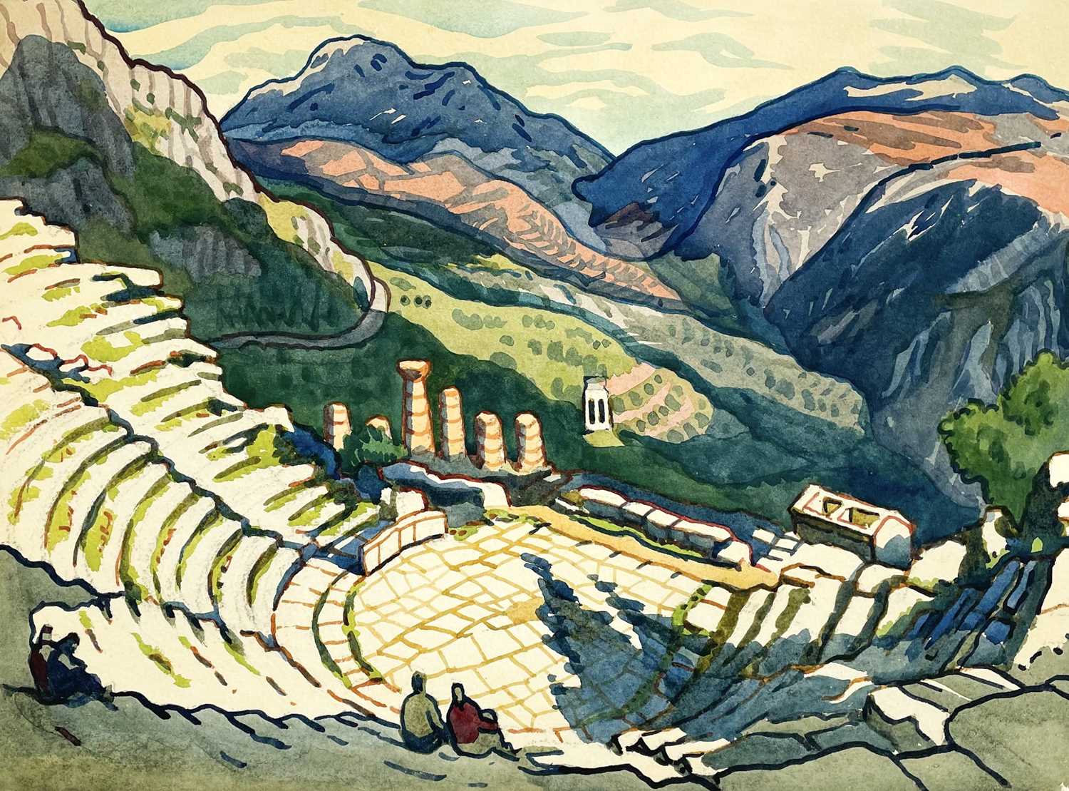 Clare WHITE (1903-1997) Delphi Theatre, Greece