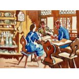 Clare WHITE (1903-1997) Card players in a Swiss Inn