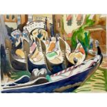 Clare WHITE (1903-1997) A row of gondolas, Venice