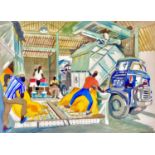 Clare WHITE (1903-1997) Unloading the sugar lorry, Barbados