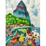 Clare WHITE (1903-1997) Unloading under the Pitons, St Lucia