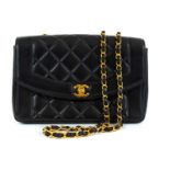 A Chanel black lambskin leather medium Diana bag.
