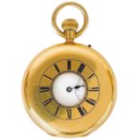 A good Victorian 18ct gold half hunter crown wind pocket watch by David Keys.