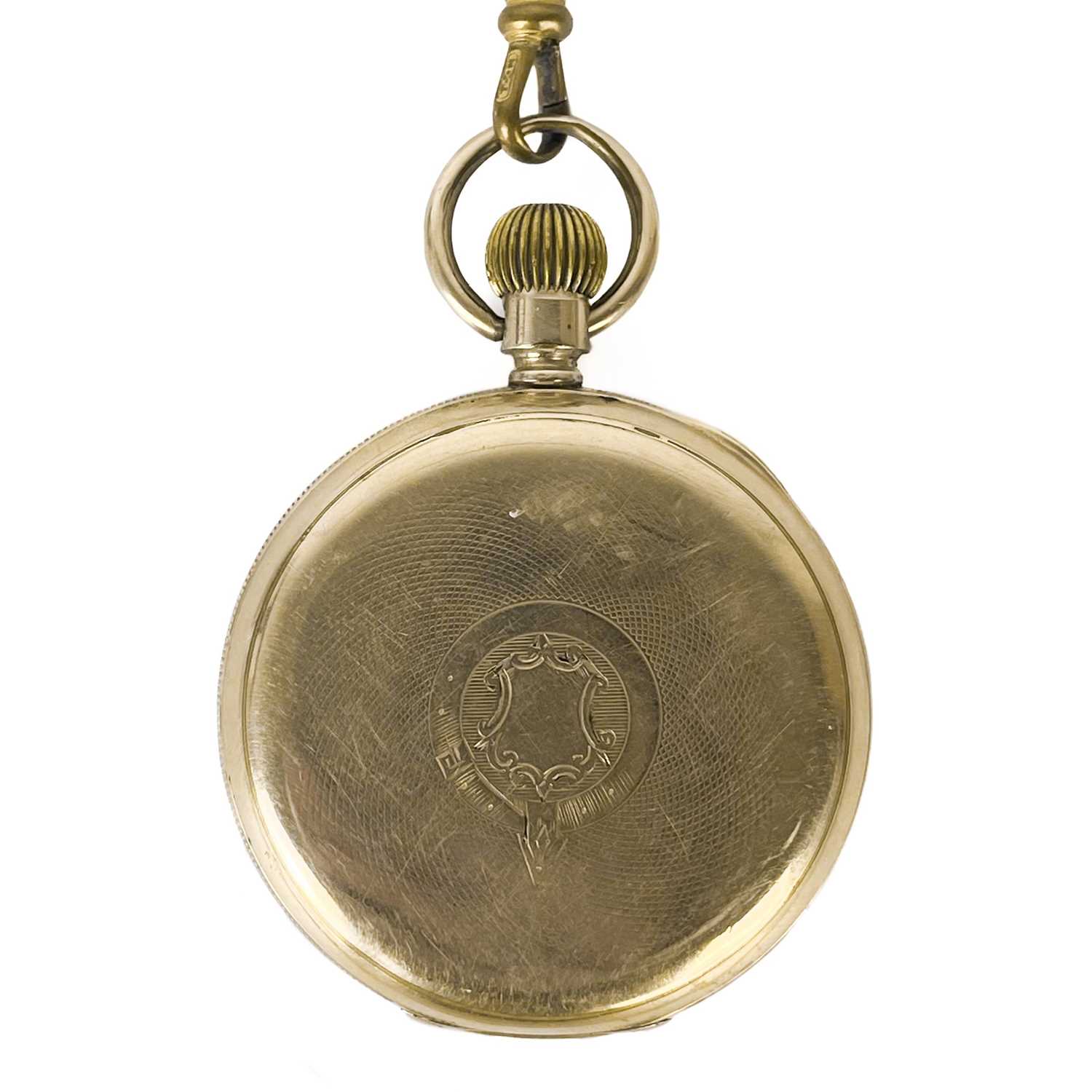 A Waltham rolled gold crown wind open face pocket watch. - Image 2 of 4