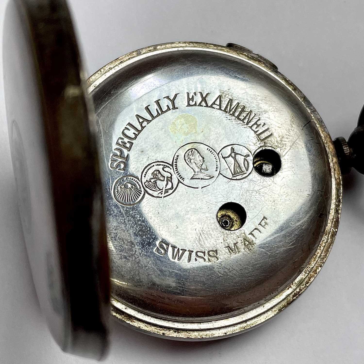 A nickel cased centre seconds chronograph pocket watch. - Image 4 of 4