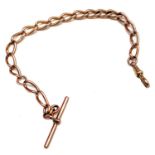 A 9ct rose gold watch chain.