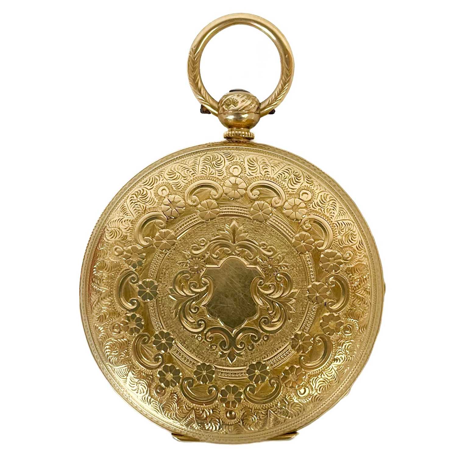 A Victorian 18ct gold lady's full hunter key wind pocket watch by J. W. Benson. - Image 3 of 3