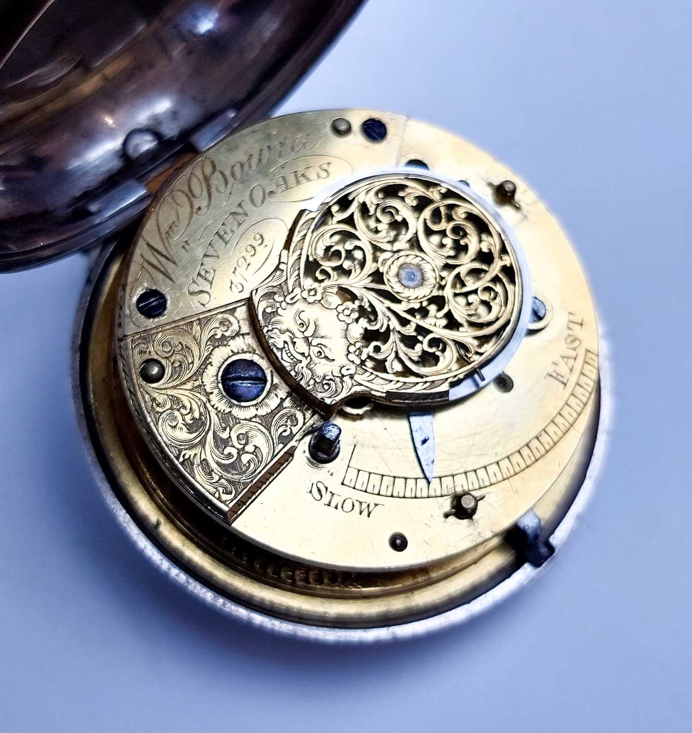 A George IV silver pair case fusee pocket watch. - Image 3 of 3