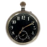 A 935 silver cased Goliath crown wind pocket watch within mahogany travel case.