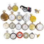 A collection of pocket and wrist watches for spares and repairs.