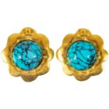 A Chanel pair of turquoise set clip earrings.