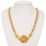 A Chanel 1970's gold-tone medallion necklace.
