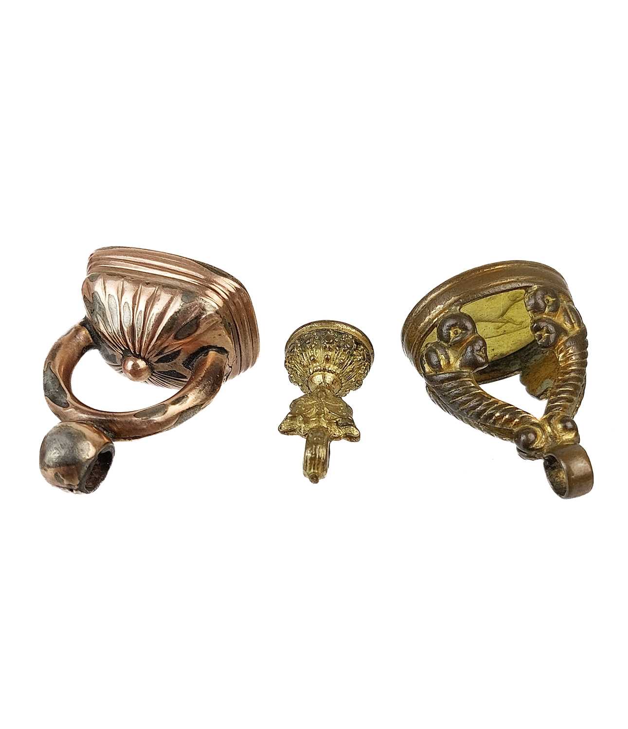 Three 19th century gold plated fob seals. - Image 2 of 2