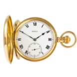ROLEX - An early 20th century 18ct gold full hunter pocket watch.