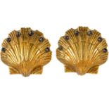 A Chanel rare pair of 1970's gold-tone scallop shell Maison Gripoix clip earrings.