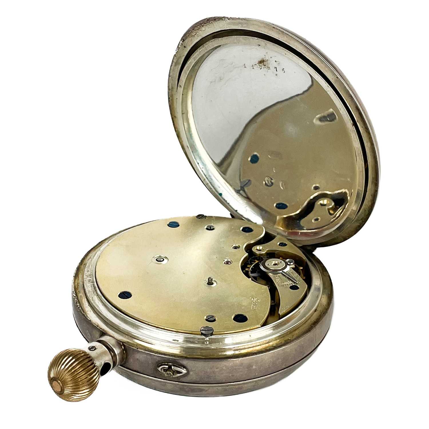 A 935 silver cased Goliath crown wind pocket watch within mahogany travel case. - Image 3 of 4