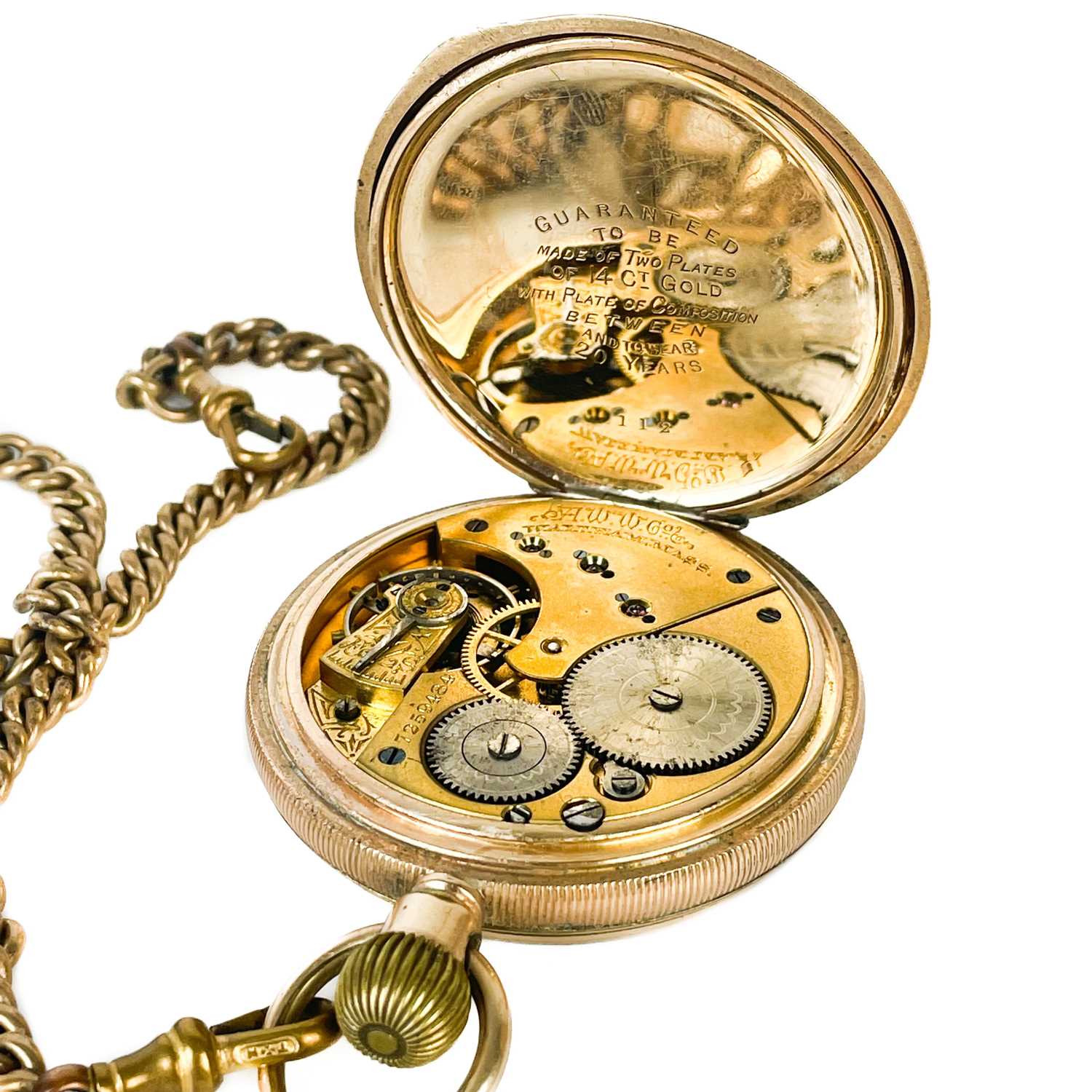 A Waltham rolled gold crown wind open face pocket watch. - Image 4 of 4