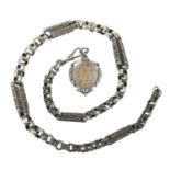 A 19th century white metal fancy link Albert watch chain.