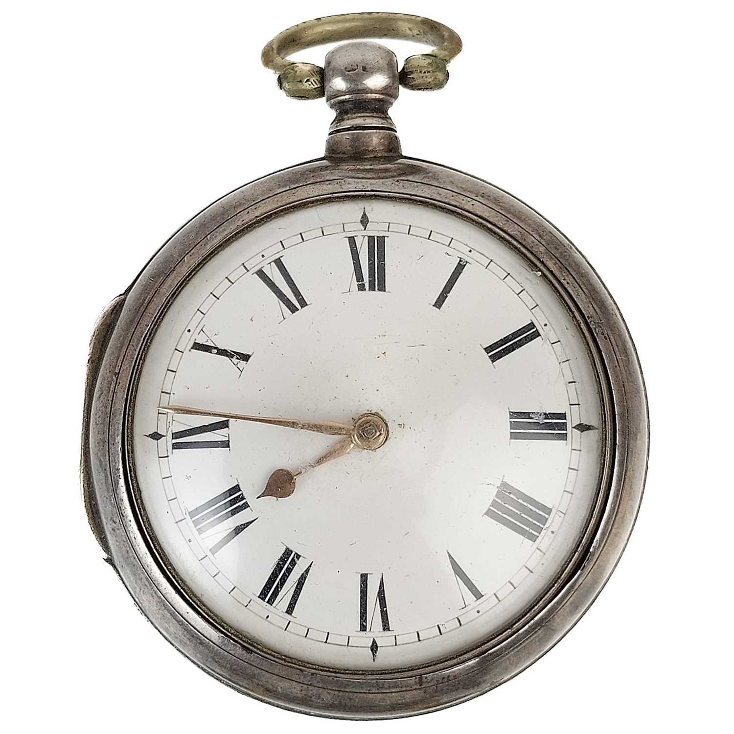 A George IV silver pair case fusee pocket watch.