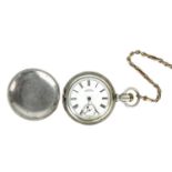 A Waltham 925 silver full hunter crown wind pocket watch.