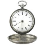 An early Victorian silver cased full hunter fob pocket watch by John Perry London.