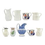 A group of nine Victorian and later jugs.