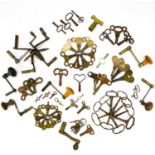 A collection of 66 longcase and other clock keys.