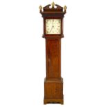 A thirty hour oak and fruitwood banded longcase clock.