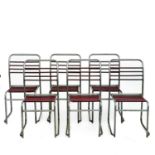 Set of six Biddulph Industries stacking chairs.
