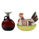 A late Victorian Staffordshire pottery hen on nest egg crock.