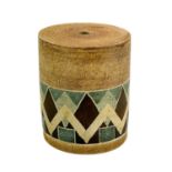 A Troika cylinder lamp base decorated with chevron design.