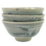 Three Leach pottery stoneware Z bowls.
