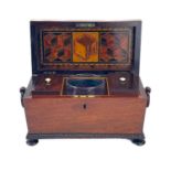 A William IV rosewood sarcophagus shape tea caddy.