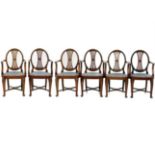 A set of six mahogany Hepplewhite style ship's elbow chairs.