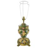 An Aesthetic movement enamel oil lamp base.