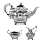 A superb William IV silver three piece tea set by John Wellby.