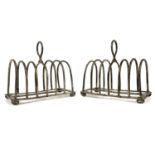 A pair Victorian silver six section toast racks by Hukin & Heath Ltd