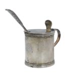A Victorian silver mustard pot by Thomas Johnson and a George IV mustard spoon.