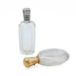 A Dutch 14ct rose gold hinge lidded scent bottle, and a silver lidded scent bottle.