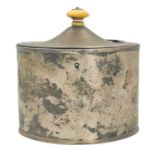 A George III silver oval section tea caddy.