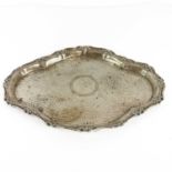 An Edwardian silver tray by W J Myatt & Co