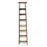An early 20th century pine library ladder.