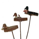 Three French folk art decoy ducks.