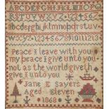 A Victorian woolwork sampler