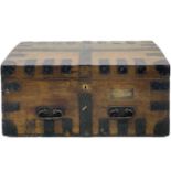 A large Victorian oak dome top silver chest.