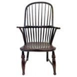 A stained beech kitchen Windsor armchair.