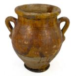 A 19th century French pottery twin handled confit pot.